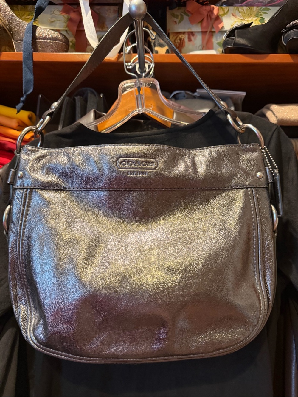 COACH Metallic Bronze Leather Shoulder Bag